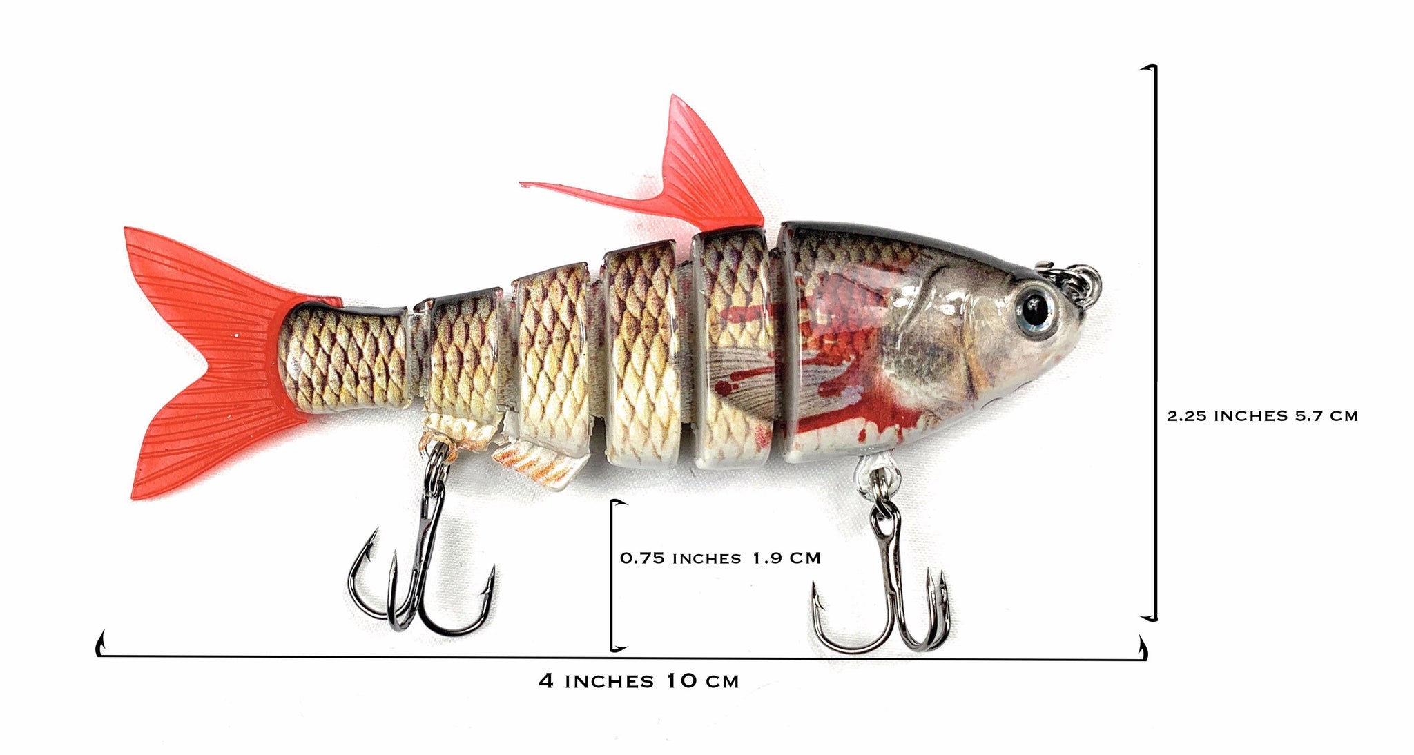 6 segment fishing lures Segments Lure The hook size is a 1/0 for both the front and back. Swimbait 6 Color 8 Sections